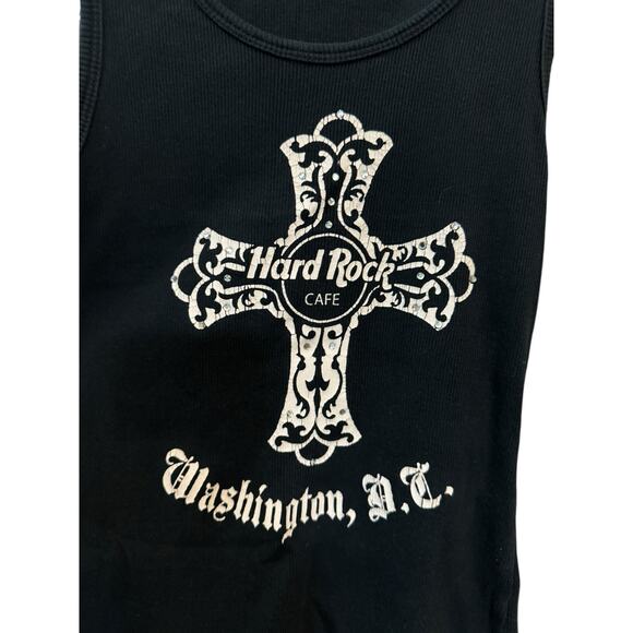 Vintage Hard Rock Cafe Black Washington DC Cross Graphic Tank Top XL Womans - Picture 2 of 5